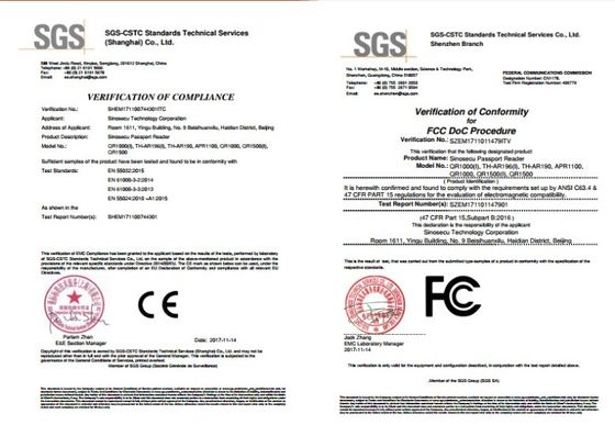 2 Sekunden Scan-Geschwindigkeit Sinosecu Pass-Reader und ID-Kartenscanner für die Zugangskontrolle