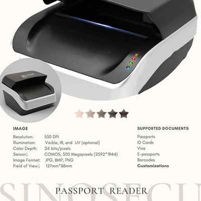 Fünf Megapixel OCR-Passenscanner mit 24-Bit-Farbtiefe und RFID-Lesfunktion